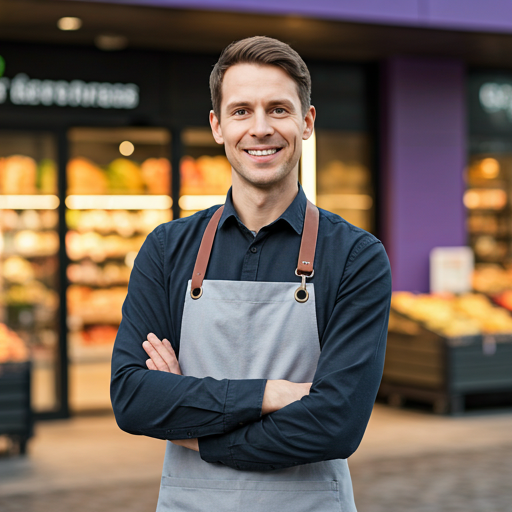 Butiksejer foran sin butik